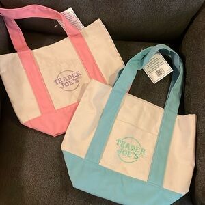 🩷🩵 2-Set Trader Joe's Mini Pastel Canvas Tote Bag